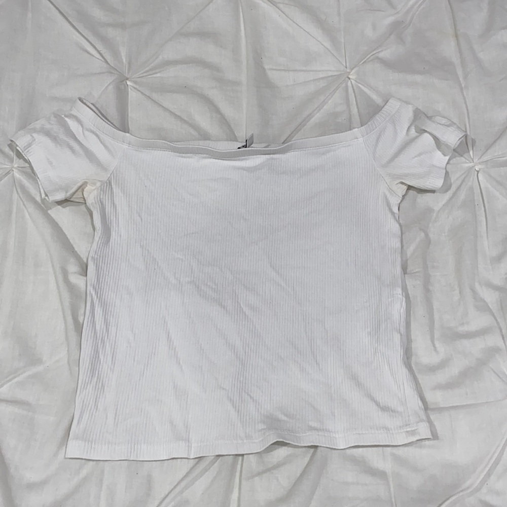 Off shoulder white crop top size medium